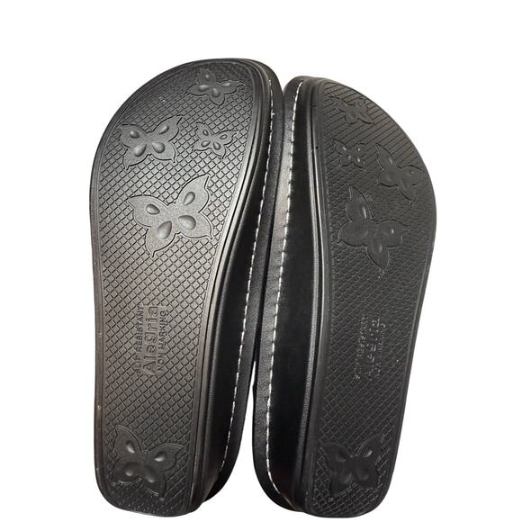 Alegria Seville Leather Clogs Black Embossed Snake Pattern Slip-On Shoes Size 39 - Picture 7 of 7